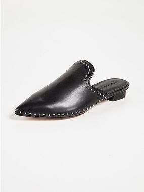 Rebecca Minkoff Chamille Black Studded Pointed Leather Mule size 8